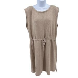 Calvin Klein Mini Tank Dress Womens L Tan Short Dress Elastic Waist Sleeveless
